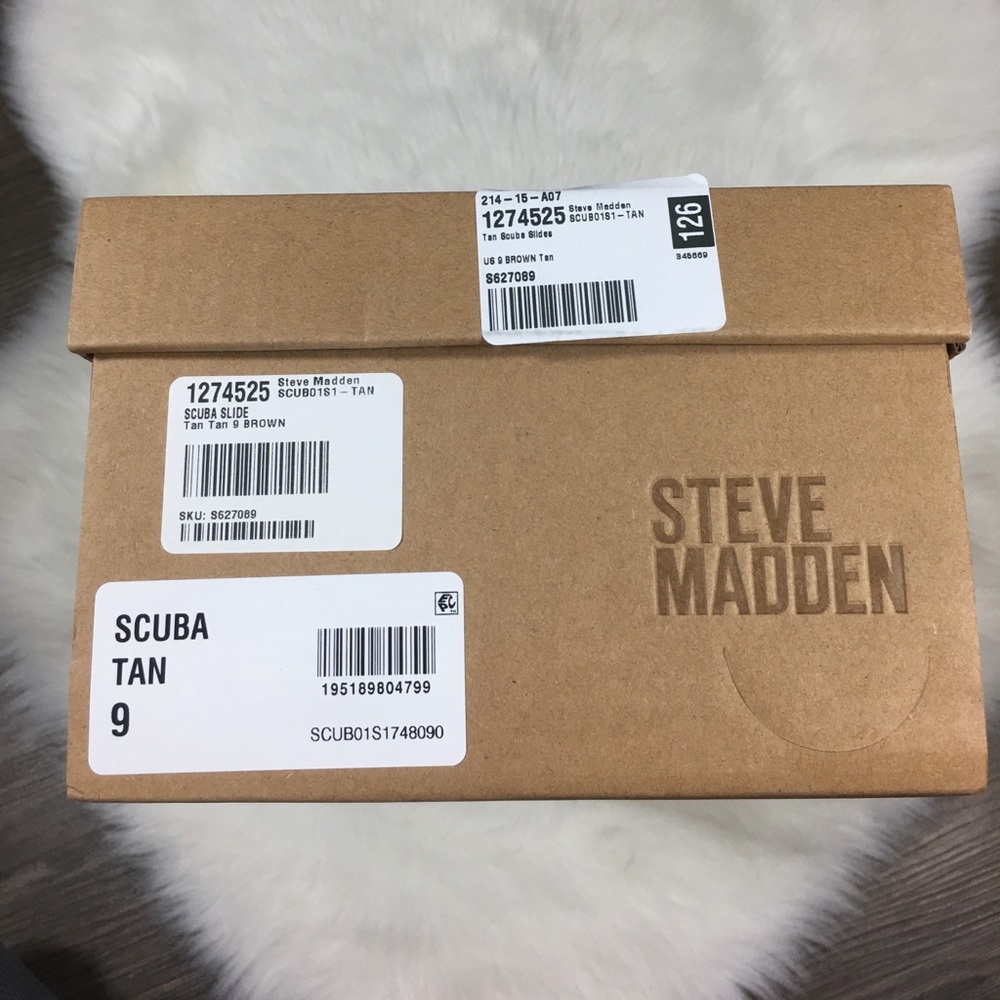 STEVE MADDEN Squishy Scuba Slides Peep Toe Foam Platform Sandals Tan Size 9 - Picture 3 of 8